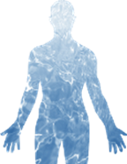 Outline of a human body filled with Structured Water.